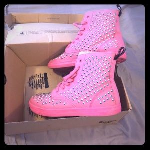 Cool & Funky Pink high top sneakers!!