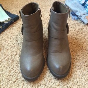 tan/grey ish booties