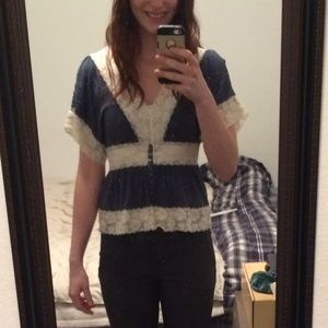 Blue lace French maid inspired top