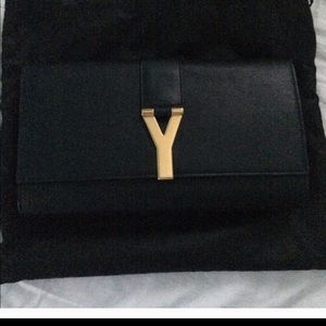 Ysl black ligne clutch
