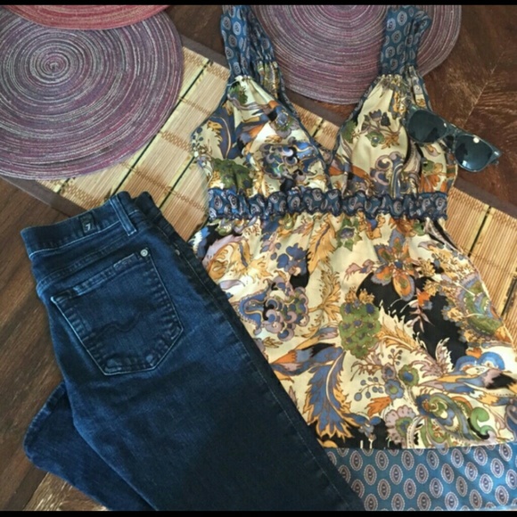 Hale' Bob Silk V Neck Top