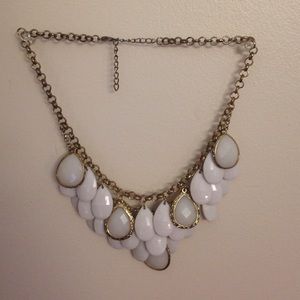 White and gold statement necklace