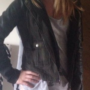 Black and charcoal leather jacket