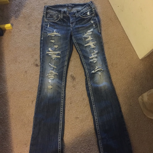 silver distressed jeans