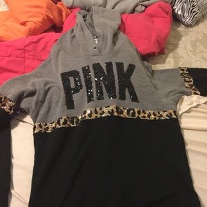 PINK Leopard Bling Hoodie