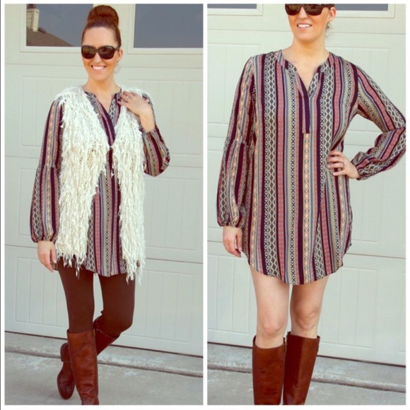 βSOLD OUT β Striped tribal print tunic dress - Picture 2 of 4