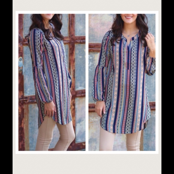 βSOLD OUT β Striped tribal print tunic dress - Picture 3 of 4