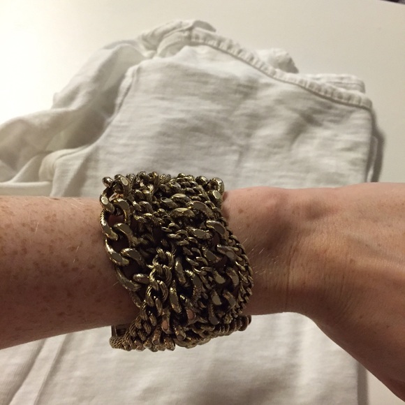 LOFT gold braided chain bracelet