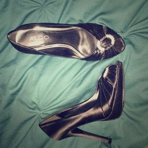 Aldo Black Satin Cocktail Party Heels