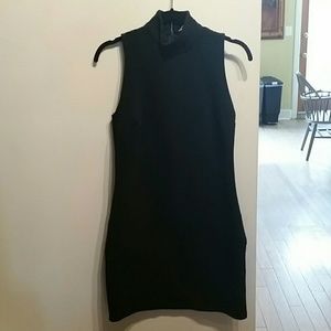 Mock neck black knit dress