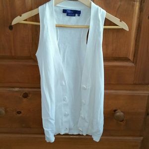 WHITE MILEY CYRUS SLEEVELESS CARDIGAN