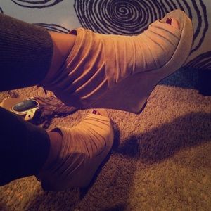 Suede Steve Madden Nude Bootie/Wedge