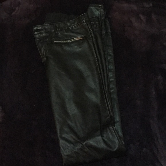 Black leather jeans