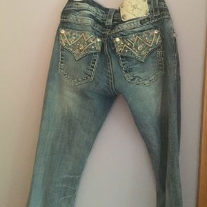 Light washed, original boot cut, Miss Me jeans.