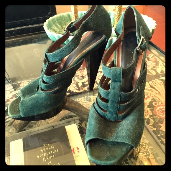Marni Dark Hunter Green Strappy Platform Heels