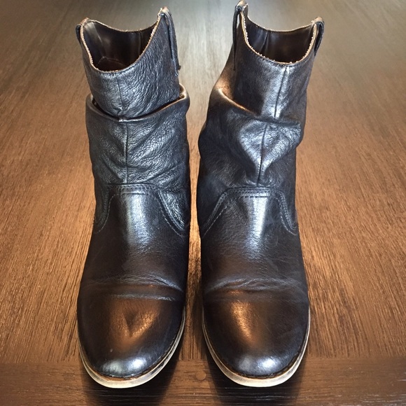 Steve Madden Black 100% Real Leather Ankle Boots