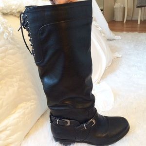 Black Lace Up Riding Boots