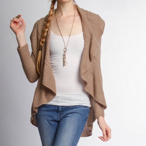 Ya Los Angeles Sweaters - Mocha color open cardigan