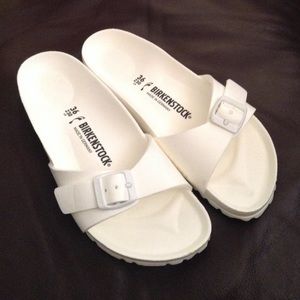 White Birkenstock sandals