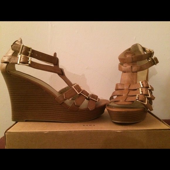 Tan Strappy Gladiator Sandal Wedges by Express