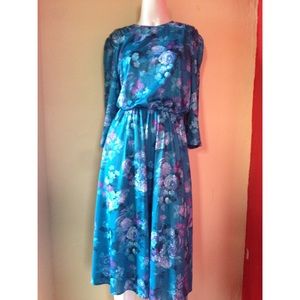 Turquoise floral vintage dress