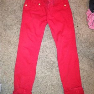 Red skinny jeans