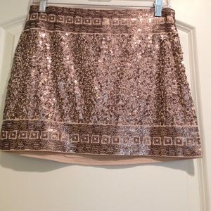 Gold sequin mini skirt