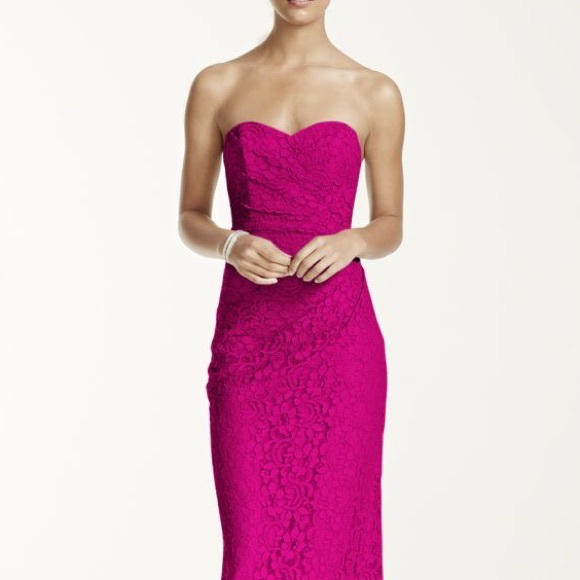 Prom or Bridesmaid Long Strapless Lace Dress