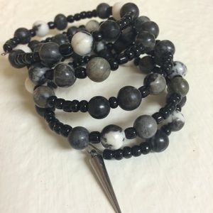 Black memory wire bracelet