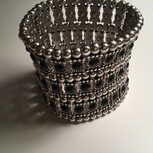 Silver-tone & Black Crystal Bracelet NEVER WORN!