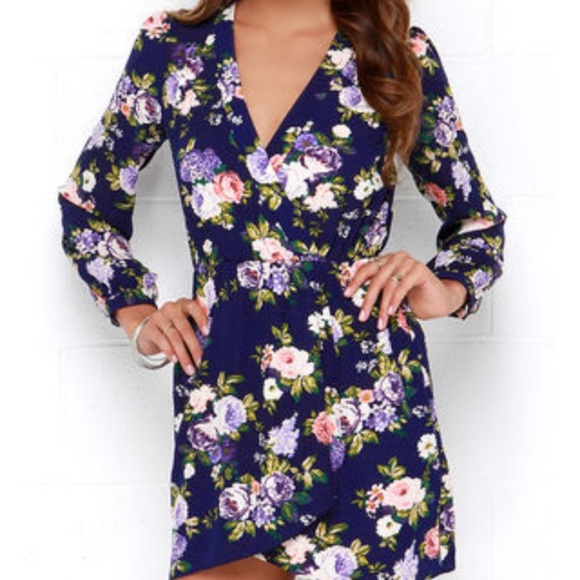 Lulus Dresses & Skirts - Wrap navy blue floral dress & Nars blush bundle