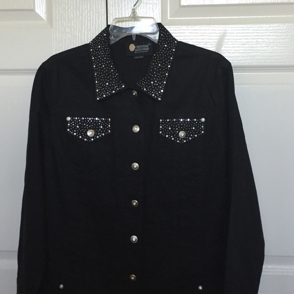 Christine Alexander Black Denim Jacket - Picture 1 of 2