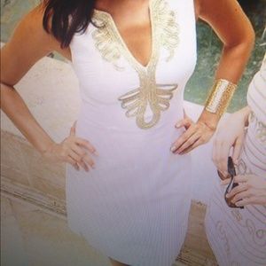 Lilly Pulitzer White and Gold Cocktail Dress