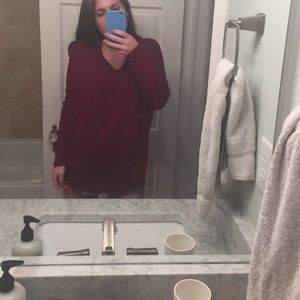 red sweater with fun back!