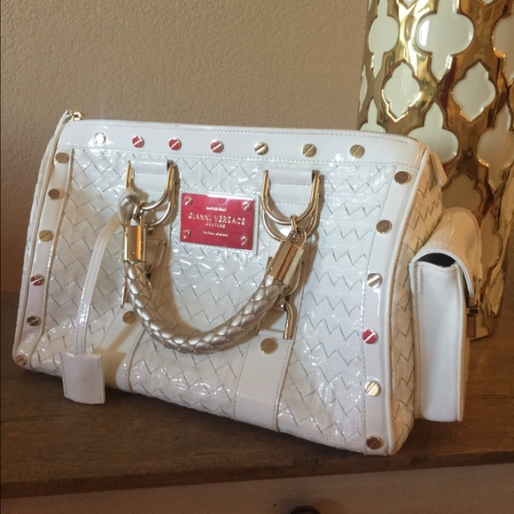 Gianni Versace white patent leather bag