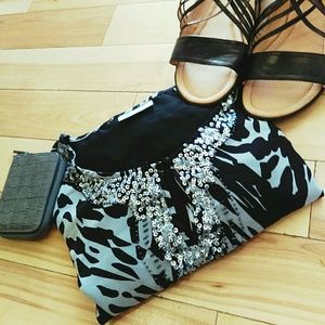 Zebra Print Long Sleeve Blouse