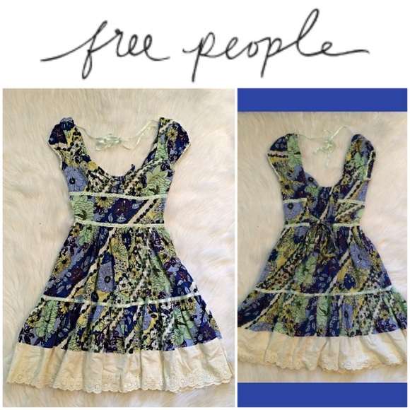 Free People Dresses & Skirts - Free People Floral Boho Tie Back Dress SZ.0