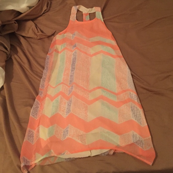 Neon tribal print shift dress