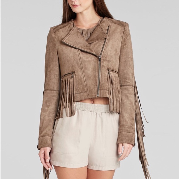 BCBG suede fringe jacket