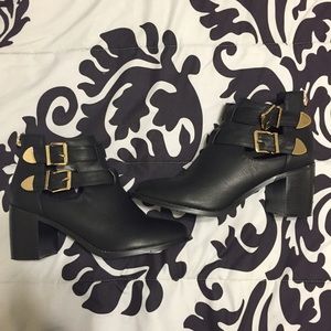 Black Cut-Out Ankle Booties