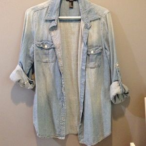 Medium Denim Button Up Top