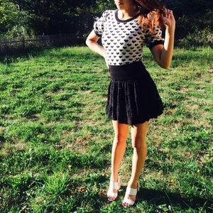 French Connection Sweater Top with Heart Pattern