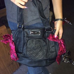 Metal Mulisha pink bow purse