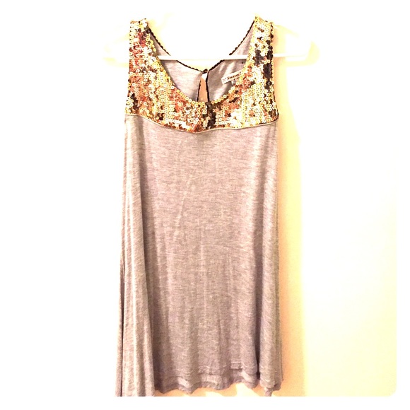 Gold sparkle & Grey tank dress
