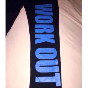 🆕 BLUE PRINTED "WORK OUT" FITNESS LEGGINGS!!🔵