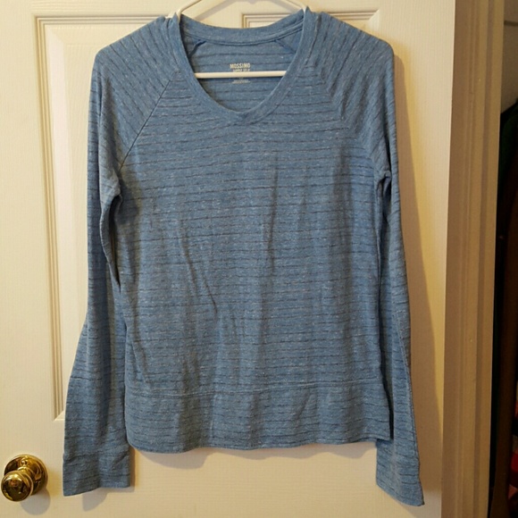 Mossimo Blue and Gray Stripe Long Sleeve Tee