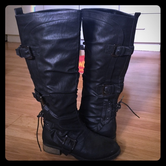 Black knee high boots