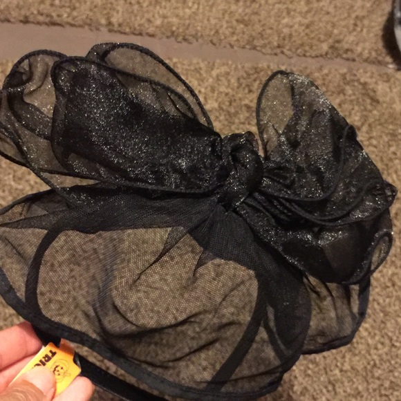 Black Halloween bow with Tule head band