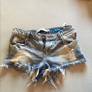 Zara, Distressed denim shorts size 2