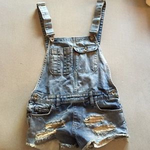 Zara distressed overalls